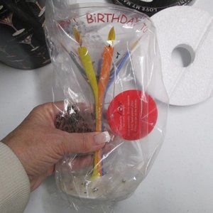 Lolita Happy Birthday Martini Glass, hand painted, Brand new in box